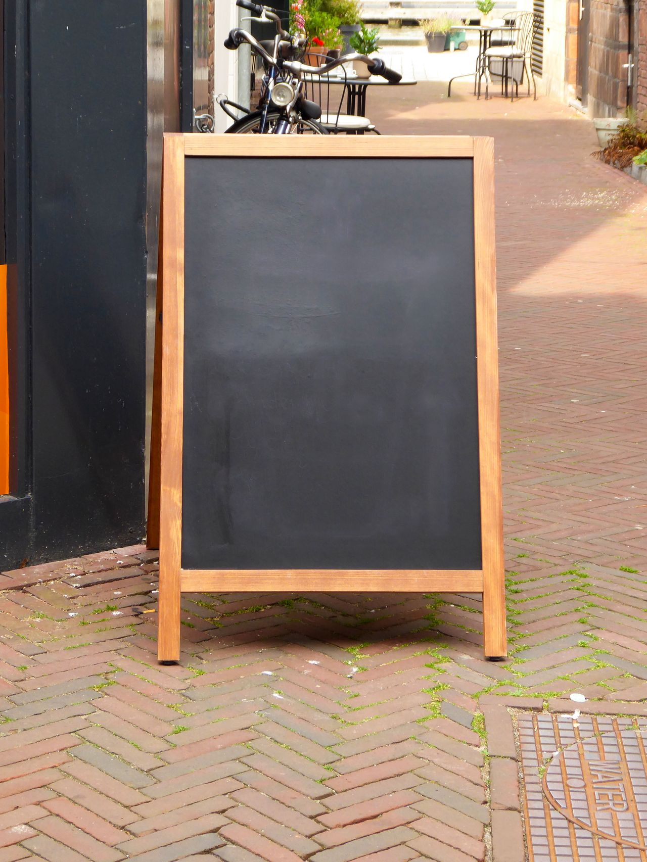 Chalkboard sign outside shop